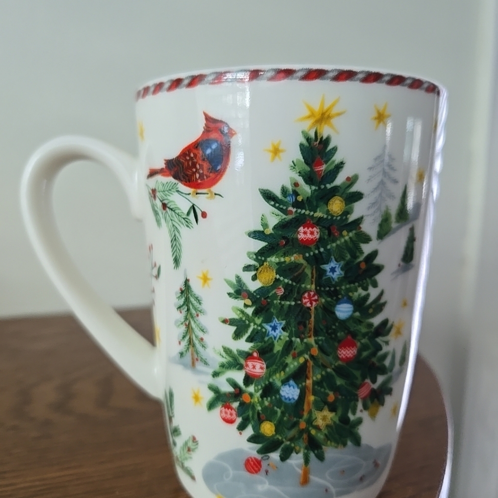 William- Sonoma Whimsicial Festive Christmas Tree Mug - Multicolor 15oz NEW